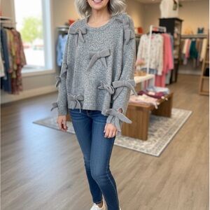 Gray Bow-Accent Women's Sweater